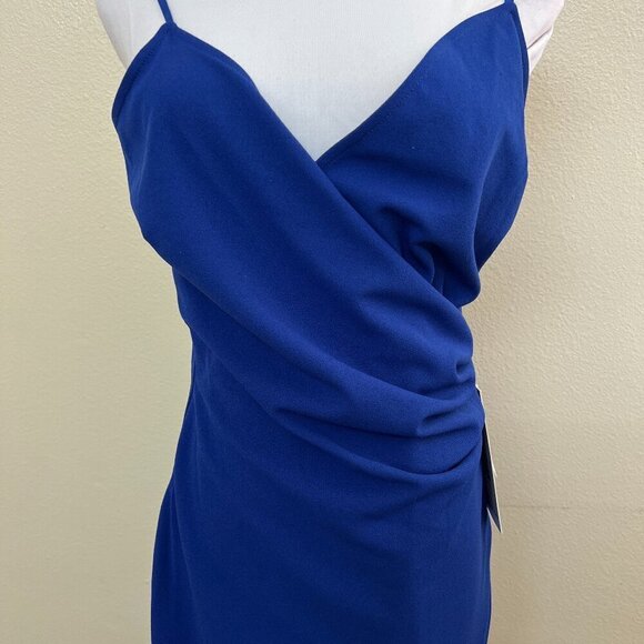 Emerald Sundae Womens Juniors Large V-Neck Sheath Asymmetrical Dress Royal Blue - Picture 8 of 8